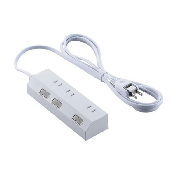 ELECOM T-IS01M-2320WH 電源タップ 延長コード 2m コンセント 3個口 ほこり...