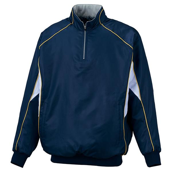 ZETT ゼット 野球ウエア 中綿ハーフジップジャンパー ネイビー×ホワイト 2XO BOV450A...