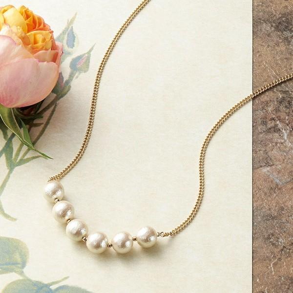 16701600 CT0025 コットンパールセミロングネックレス