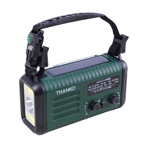 THANKO 20000mAh 手回し充電対応AM/ワイドFMラジオライト グリーン KSTM25H...