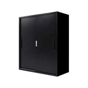 法人限定 Netforce FH-H-2-W-BK ブラック FACILE (ファシル) 引き違い書庫 3段 鍵付き スチール製 幅900×奥行400mm メーカー直送