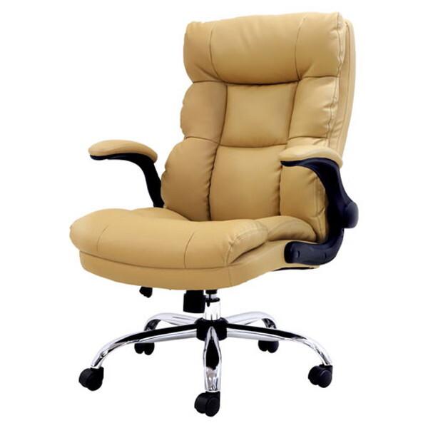 Netforce DYN-1-W-CA キャメル ダインチェア 肘付 PUレザー オフィスチェア エ...