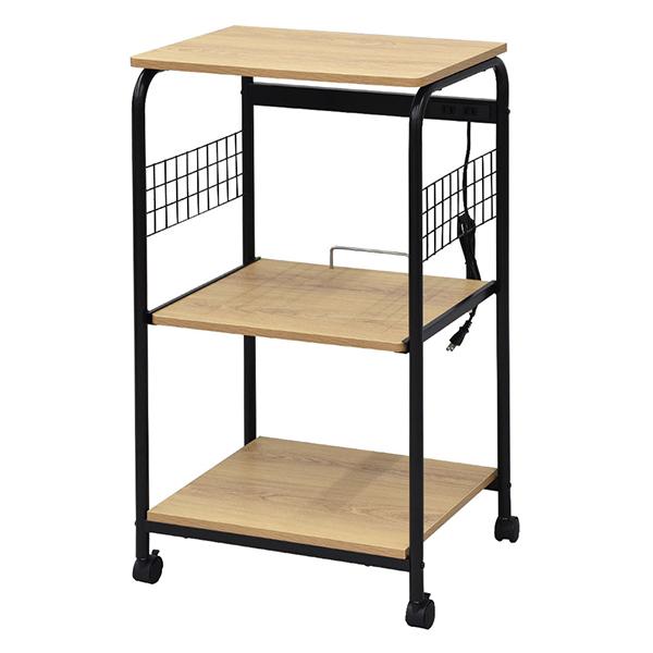 キャスター付きレンジワゴン ロータイプ BK/NA ブラック×ナチュラル リーテンスタッド LSD-...