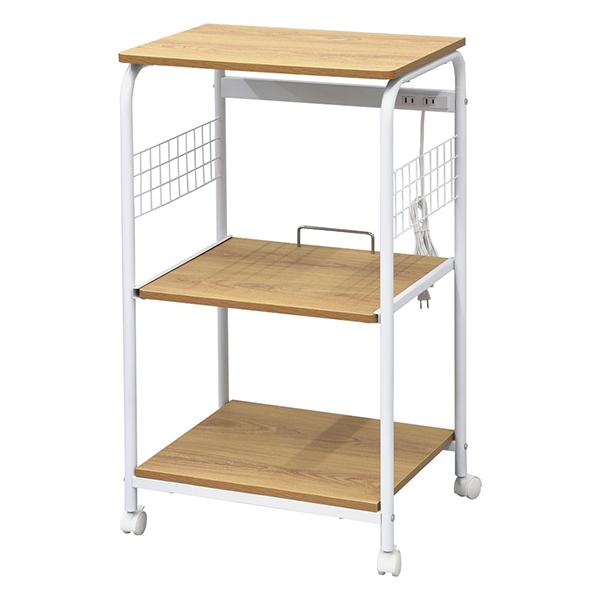 キャスター付きレンジワゴン ロータイプ WH/NA ホワイト×ナチュラル リーテンスタッド LSD-...