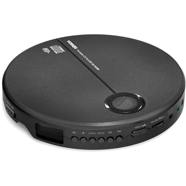 ポータブルCDプレーヤー VERSOS 軽量 音飛び防止機能 イヤホン付 コンパクト ブラック 乾電...