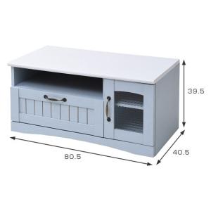 JKプラン FFC-0001-BL ブルー&ホワイト フレンチカントリー家具 テレビラック (幅80cm/フレンチスタイル) メーカー直送