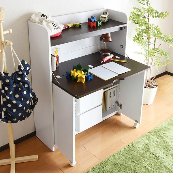 ライティングデスク 薄型デスク 省スペース  リビングデスク ママデスク FWD-0278-WHDB...