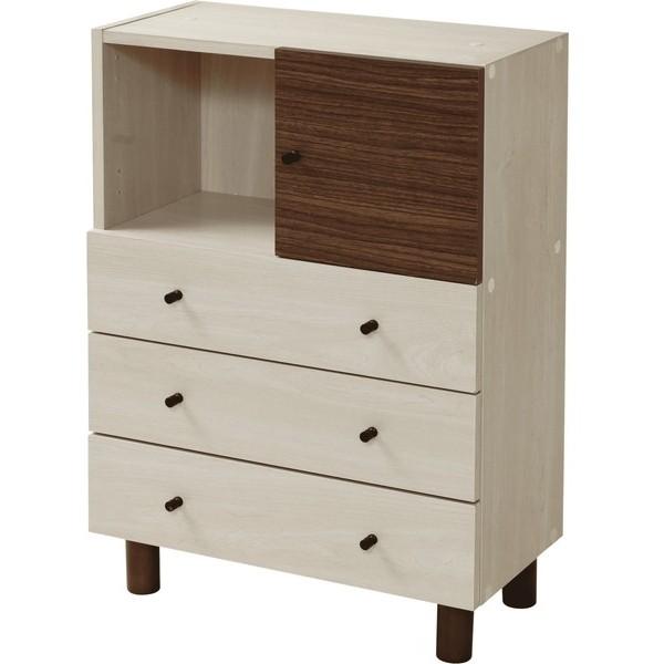 マルチチェスト 引出し3段 ツートーン 積み重ね対応 幅60cm JKプラン FMB-0004-NA...