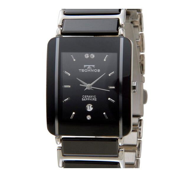 TECHNOS TSM903TB テクノスセラミックメンズブレス クォーツ腕時計 (メンズウォッチ)