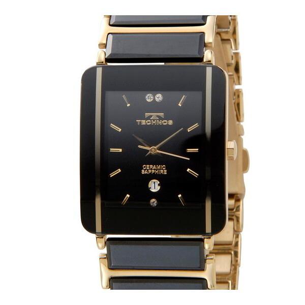 TECHNOS TSM903GB テクノスセラミックメンズブレス クォーツ腕時計 (メンズウォッチ)