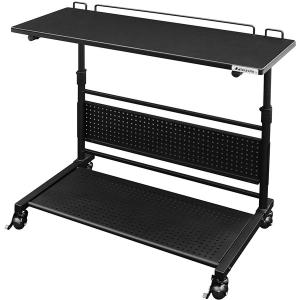 ロングサイドテーブル Bauhutte バウヒュッテ BHT-800S-BK ブラック 昇降式 スリム キャスター PC テレワーク ゲーム ゲーマー メーカー直送