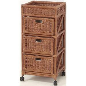 ファミリー・ライフ ランドリーチェスト ワイド3段 ブラウン 0365010