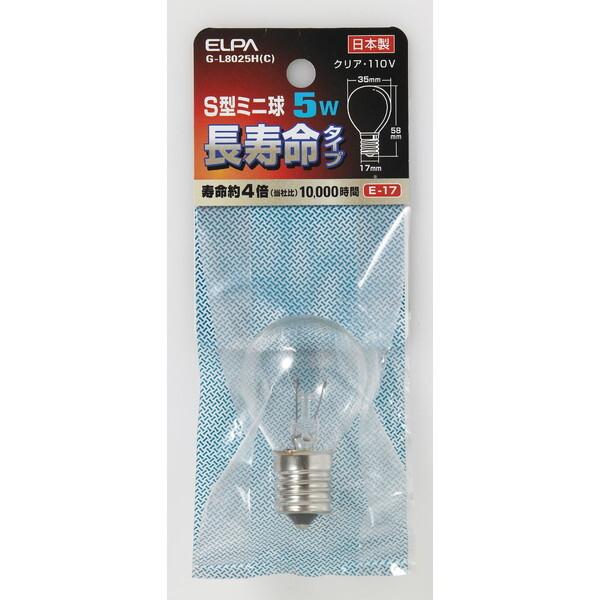 朝日電器 G-L8025H(C) S型ミニ球 5W E17 C ロング (白熱電球)