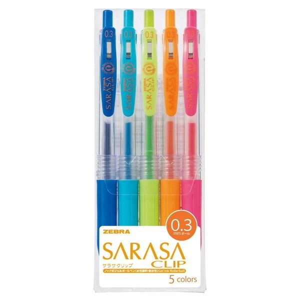 ゼブラ サラサクリップ0.3 5色セットA JJH15-5CA ジェルボールペン(0.3mm)