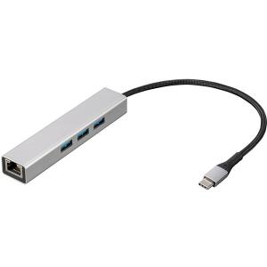 Nakabayashi UH-C3L343SL LANアダプタ付USB3.2Gen1Type-C 3ポート変換アルミハブ シルバー｜aprice