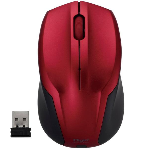 Nakabayashi MUS-RKT125R 無線静音3ボタンBlueLEDマウス レッド