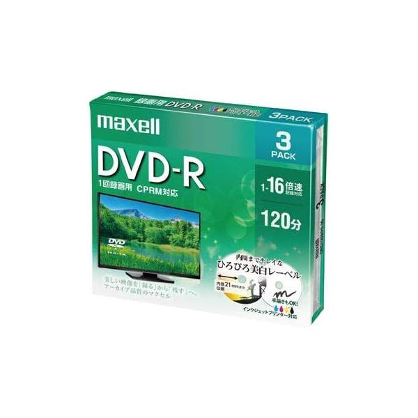 maxell DRD120WPE.3S 録画用 DVD-R 標準120分 16倍速 CPRM プリン...