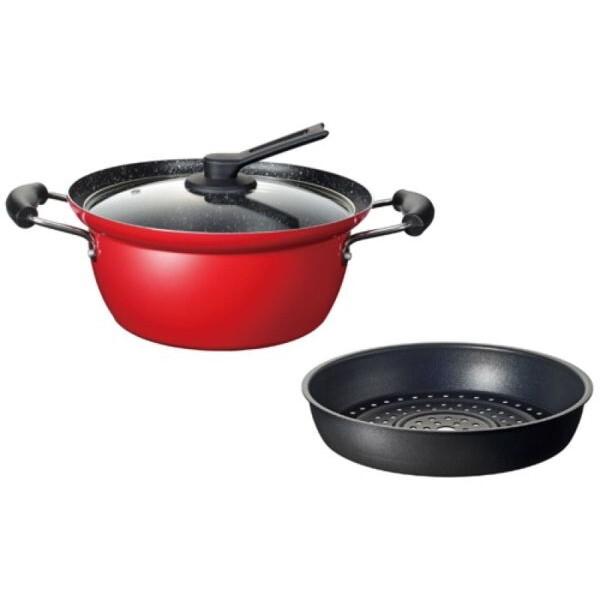 和平フレイズ RB-1699 にこみーな フチ付蒸し料理鍋24cm レッド
