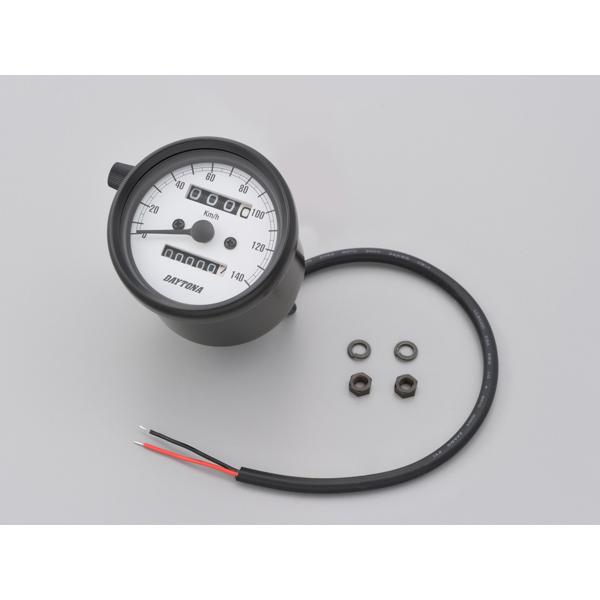 デイトナ D15624 機械式スピードメーター φ60 ホワイトLED照明 ブラックボディ/ホワイト...