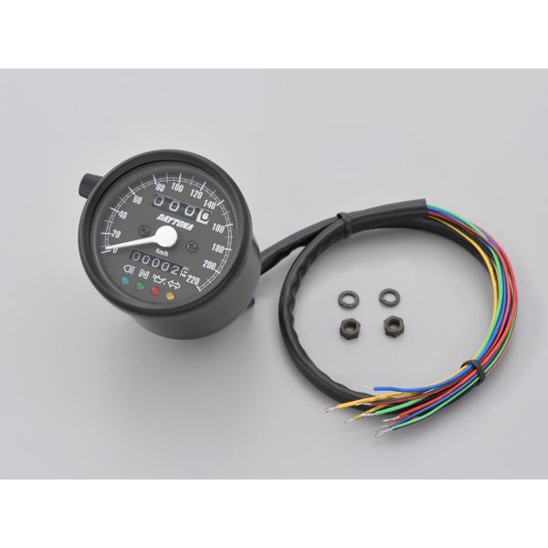 デイトナ D15627 機械式スピードメーター φ60 ホワイトLED照明(インジケーター付き) ブ...