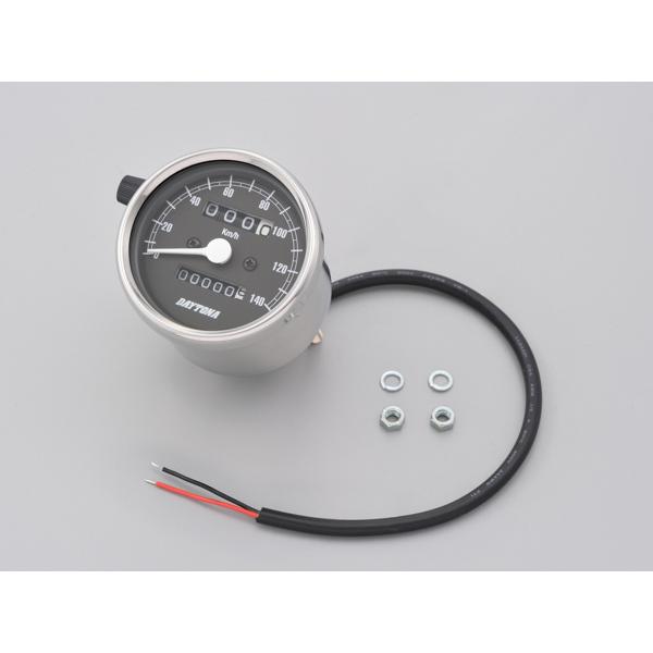 デイトナ D15633 機械式スピードメーター φ60 ホワイトLED照明 ステンレスボディ/ブラッ...