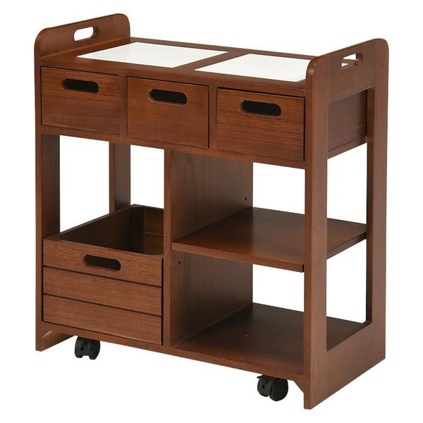 キッチンワゴン ブラウン 萩原 MUD-6410BR メーカー直送