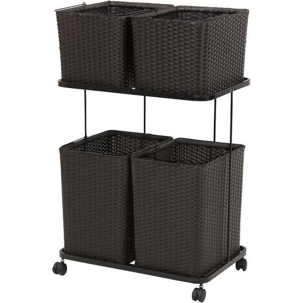 ランドリーラック ダークブラウン 萩原 RAN-2428DBR メーカー直送