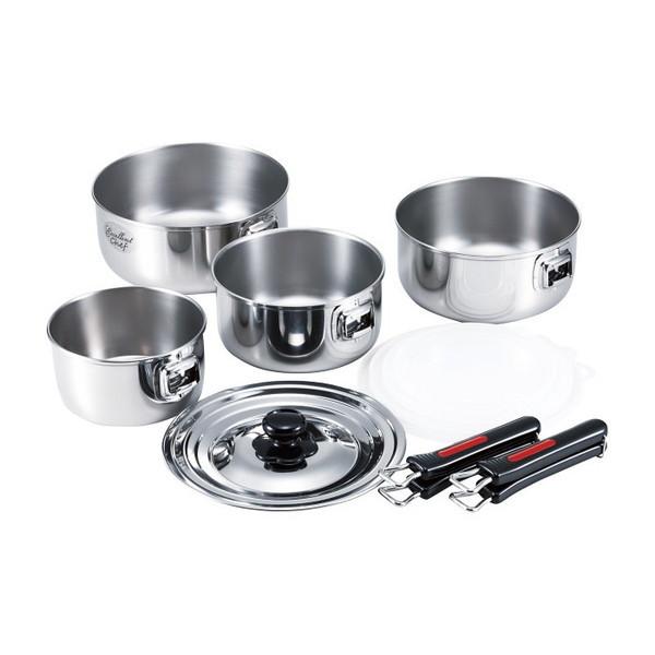 竹井器物製作所 EXC-104 エクセレントシェフ ハンドル着脱式片手鍋 4点セット(IH対応)
