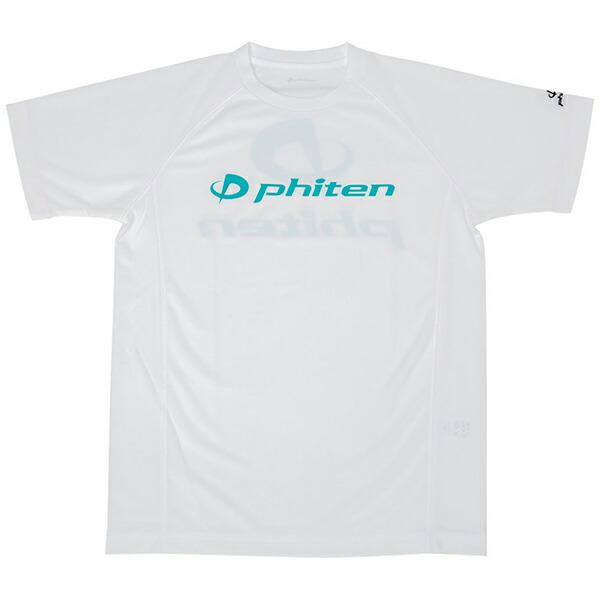 phiten RAKUシャツSPORTS 半袖 ロゴ入り Tシャツ ホワイト×ロゴブルーグリーン 3...