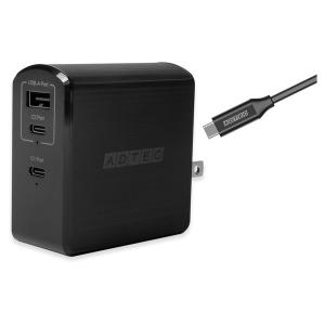 ADTEC APD-A105AC2-wC-BK ブラック Power Delivery対応 GaN AC充電器/105W/USB Type-A 1ポート Type-C 2ポート&Type-C to C ケーブルセット