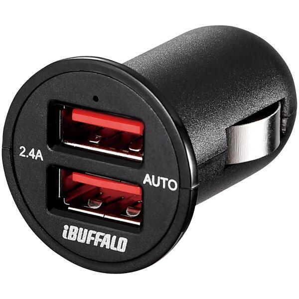 BUFFALO BSMPS2401P2BK 2.4A シガーソケット用USB急速充電器 AutoPo...