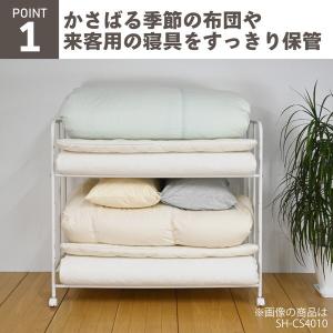 布団収納ラック ふとん収納 2段 キャスター付...の詳細画像2