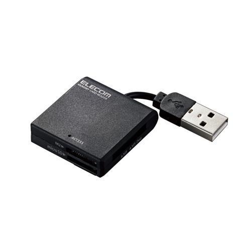 メモリリーダライタ ELECOM エレコム MR-K009BK ケーブル固定メモリカードリーダ ブラ...