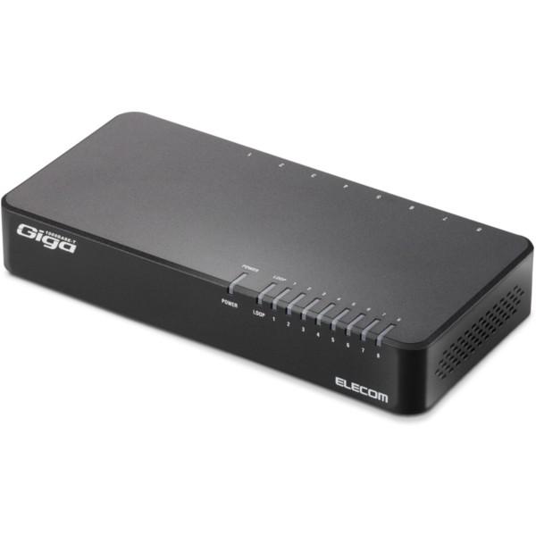 ELECOM EHC-G08PN2-JB Giga対応スイッチングHub/8ポート/プラスチック筐体...