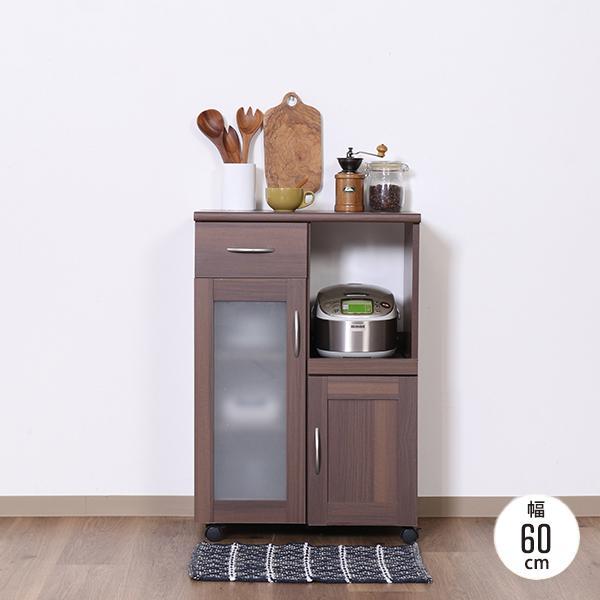 キッチンカウンター 幅60 おしゃれ 北欧 カウンターテーブル キッチンワゴン キャスター付き 食器...