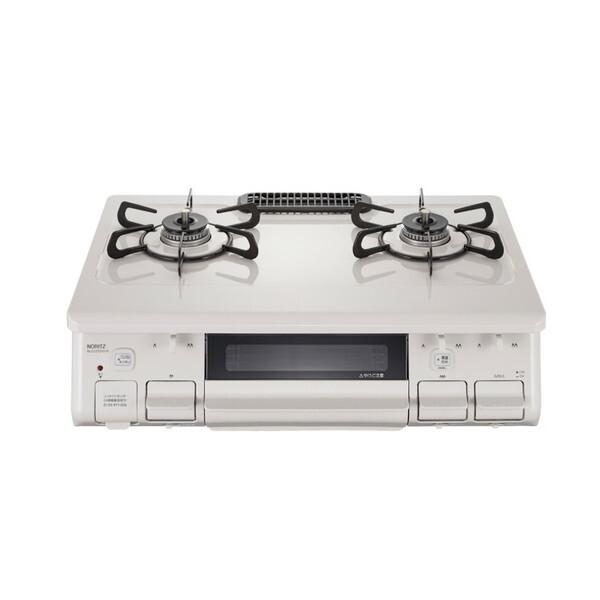 NORITZ NLG2295WHL-LP ナチュラルホワイト ガスコンロ (プロパンガス用・2口・左...