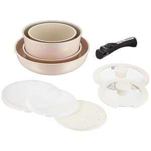 アイリスオーヤマ CC-SE9N ベージュ KITCHEN CHEF (キッチンシェフ) セラミックカラーパン９点セット シリコンなべ敷き付 (IH対応) メーカー直送