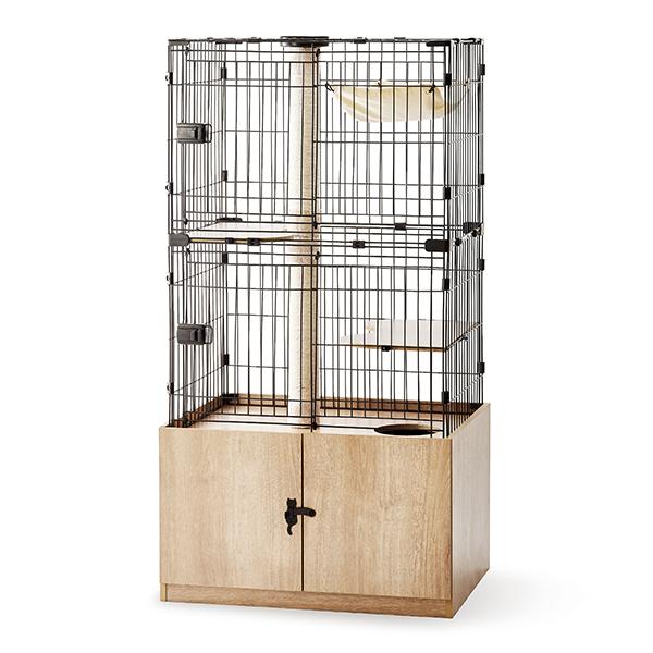 猫 PKC-800 アイリスオーヤマ ケージ 2段 おしゃれ 爪とぎ 猫 トイレ 収納 ケージ 多頭...
