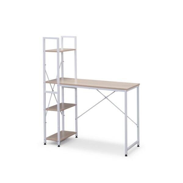 アイリスオーヤマ RDK-1042 ライトナチュラル/ホワイト ラック付きデスク1000×420 メ...
