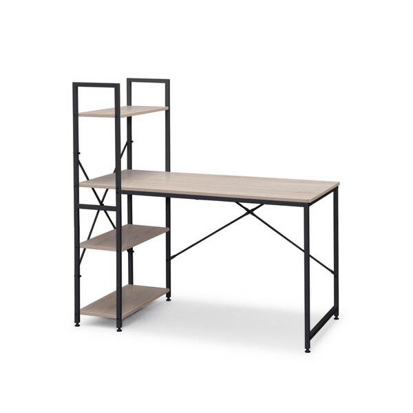アイリスオーヤマ RDK-1262 ライトナチュラル/ブラック ラック付きデスク1200×620 メ...