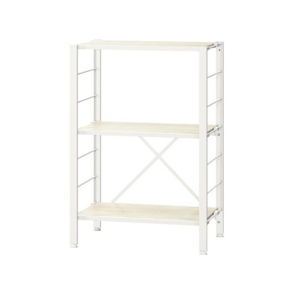 アイリスオーヤマ KRSR3-560 ホワイトアッシュ 組立簡単 連結スチールラック 3段 幅56c...