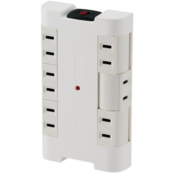 オーム電機 HS-A1251W 独立回転タップ 雷サージ付き 壁コンセント用 6個口