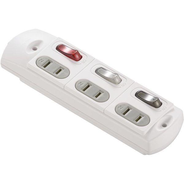 オーム電機 HS-TM3BSWX3-W DIYタップ 個別スイッチ付き 3個口