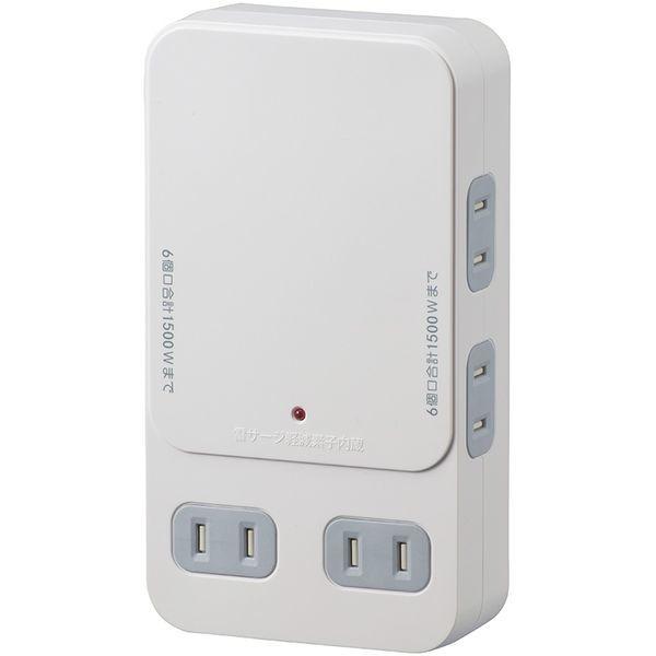 オーム電機 HS-AK6B-W 増設用壁タップ 6個口