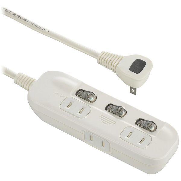 オーム電機 HS-TP32ADW22 電源タップ 交互コンセント 3個口 2m