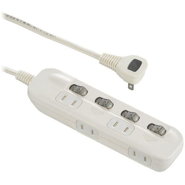 オーム電機 HS-TP42ADW22 電源タップ 交互コンセント 4個口 2m