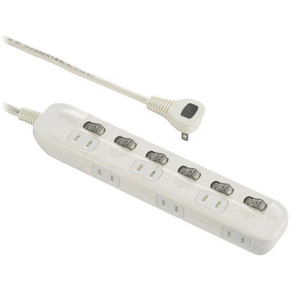 オーム電機 HS-TP62ADW22 電源タップ 交互コンセント 6個口 2m