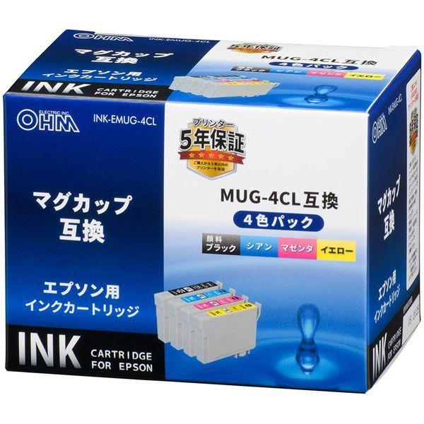 オーム電機 INK-EMUG-4CL エプソン互換 マグカップ 4色パック