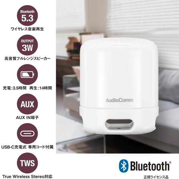 オーム電機 ASP-W125N-W ホワイト ワイヤレスラウンドスピーカー