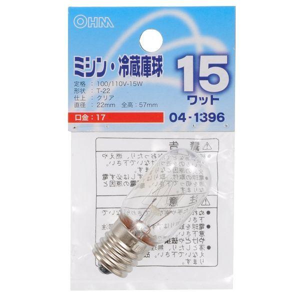 オーム電機 LB-T2715-C ミシン・冷蔵庫球 T22型 E17/15W クリア